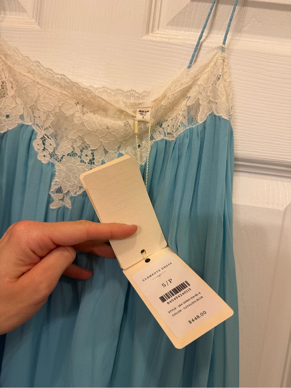 Doen Clemente Dress Catalina blue Babydoll Slip with Cream Lace NWT S - Picture 4 of 4
